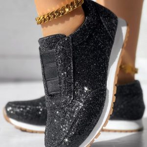 Street Plain Non-Slip Slip On Flat Heel Slip On Split Joint, Sneakers&Athletic, color:Black|size:43, Noracora