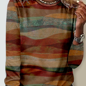 Abstract Print Casual Long Sleeve Shirt, Long sleeves, Lilicloth.com