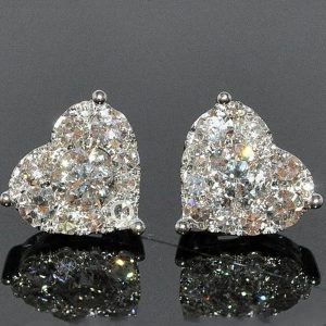 1Pair Heart Shaped Rhinestone Earrings, Earrings, chicme - Women's Fashion Online