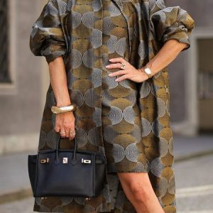 Geometric Loose Urban Long Sleeve Trench Coat, Trench Coats, color:As Picture|size:XXL, Stylewe