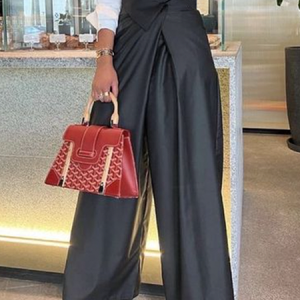Urban Loose High WaistPlain Long Pants Straight pants, Pants, color:Black|size:XXL, Stylewe
