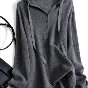 Women Wool/Knitting Plain Long Sleeve Comfy Casual Sweater, Sweaters, color:Deep Gray|size:3XL, Noracora