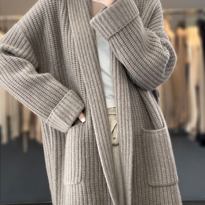 Women Wool/Knitting Plain Long Sleeve Comfy Casual Cardigan, Cardigans, color:Camel|size:M, Noracora