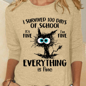 Cat Lovers I'm Having A Nice Day Don't Screw It Up Crew Neck Simple Long Sleeve Shirt, Long sleeves, Lilicloth.com