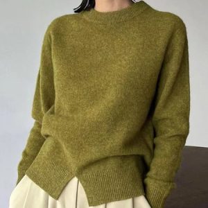 Green Daily Long sleeve Plain Simple Regular Fit Sweater, Sweaters, color:Green|size:XXL, Stylewe