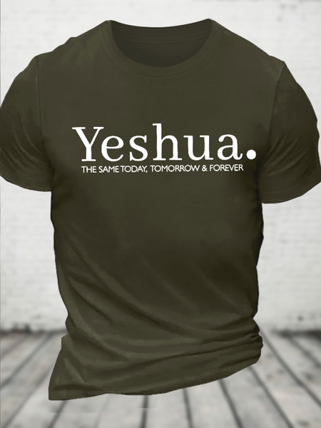 Men's Cotton Yeshua The Same Today,Tomorrow & Forever Casual Crew Neck Loose T-Shirt, T-shirts, Lilicloth.com