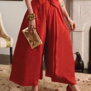 Loose Plain Urban Wide leg Pants, Pants, color:Red|size:XXL, Stylewe