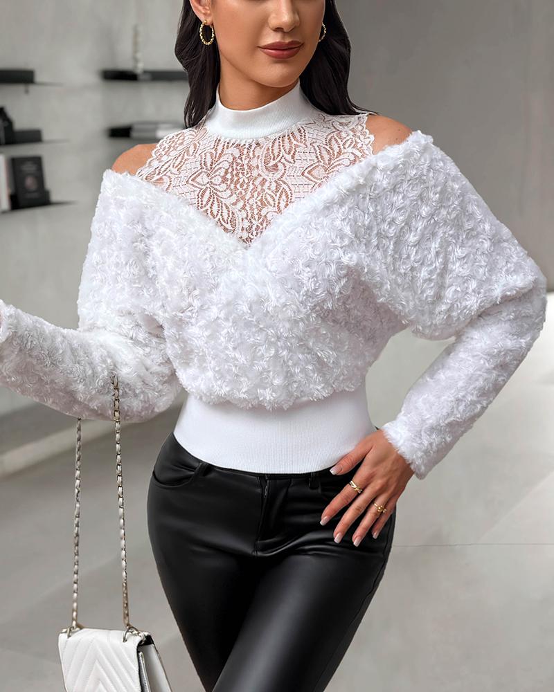 Floral Pattern Lace Patch Top, T-shirt & Tees, chicme - Women's Fashion Online