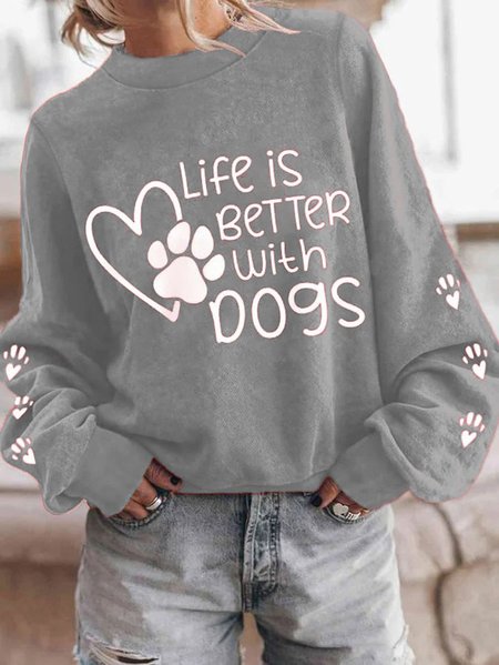 Crew Neck Casual Text Letters Loose Sweatshirt, Hoodies&Sweatshirts, Lilicloth.com