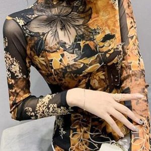 Urban Abstract Half Turtleneck Shirt, Blouses and Shirts, color:As Picture|size:XXL, Stylewe