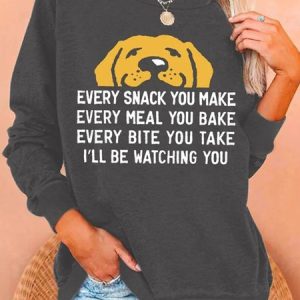 Casual Animal Crew Neck Long Sleeve T-shirt, T-shirts, color:DARK GRAY|size:3XL, Noracora