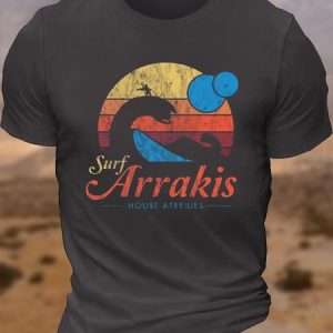 Men's Visit Arrakis Letters Crew Neck Casual T-Shirt, T-shirts, Lilicloth.com