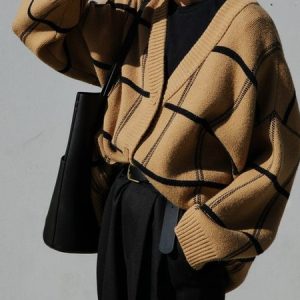 Yarn/Wool Yarn Urban Cardigan, Cardigans, color:Deep Khaki|size:XXL, Stylewe