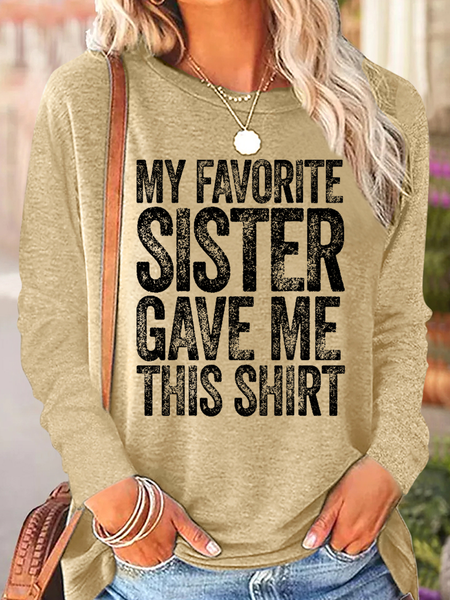 Funny Sister Regular Fit Cotton-Blend Simple Long Sleeve Shirt, Long sleeves, Lilicloth.com