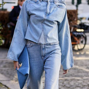 Urban Plain Loose Stand Collar Long Sleeve Denim Top, Blouses and Shirts, color:Denim Blue|size:XXL, Stylewe