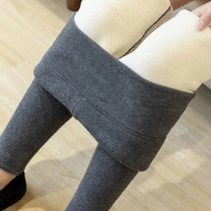 Knitted Plain Fleece Casual Leggings, Leggings, Lilicloth.com