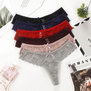 Bowknot Decor Lace Thong Panty, Panties, chicme - Women's Fashion Online