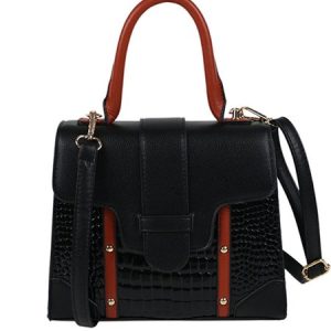 Crocodile Embossed Handbag Rivet Crossbody Square Bag, Bags, color:Black|size:One-size, Stylewe
