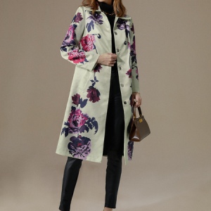 Floral Loose Elegant Trench Coat, Coats, color:As Picture|size:XXL, Stylewe