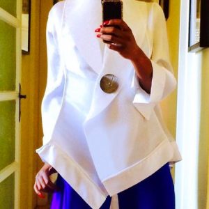 Shawl Collar Plain Urban Regular Fit Long Sleeve Jacket, Jackets, color:White|size:XXL, Stylewe