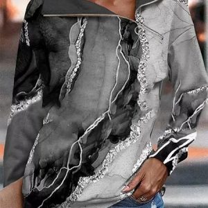 Casual Asymmetrical Abstract Sweatshirt Zipper, Hoodies & Sweatshirts, color:Color4|size:3XL, Noracora