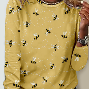 Casual Regular Fit Crew Neck Animal Shirt, Long sleeves, Lilicloth.com