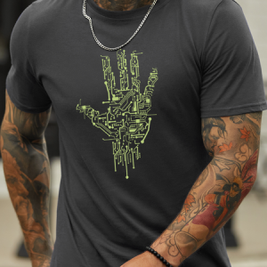 Men's Computer Circuit Board Tech Nerd Geek Cotton Casual Loose Crew Neck T-Shirt, T-shirts, Lilicloth.com