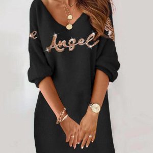 Sequin Angle Wings Pattern Casual Dress, Casual Dresses, chicme - Women's Fashion Online