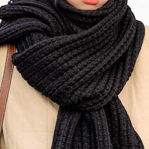 Women Minimalist Twist Knitted Warmth Plain Scarf, Scarves, color:Black|size:One-size, Noracora
