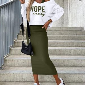 Sleeveless Dress & Nope Not Today Print Top Set, Two-piece Sets, chicme - Women's Fashion Online