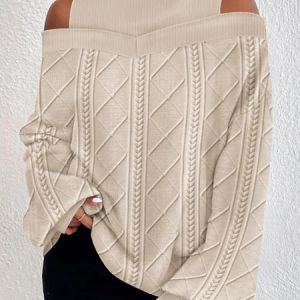 Casual Cold Shoulder Plain Sweatshirt, Hoodies & Sweatshirts, color:Khaki|size:XXL, Noracora