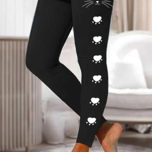Casual Funny Black Cat Leggings, Leggings, Lilicloth.com