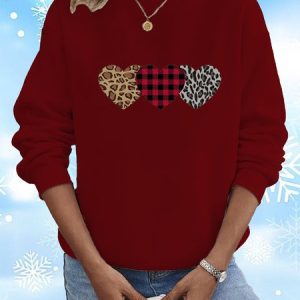 Crew Neck Casual Heart/Cordate Loose Sweatshirt, Hoodies&Sweatshirts, Lilicloth.com