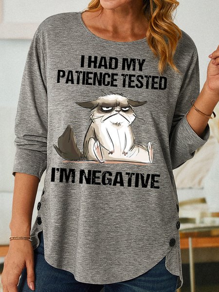 Womens I Had My Patience Tested I'm Negative Cat Funny Sarcasm Top, Long sleeves, Lilicloth.com