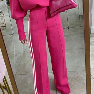 Loose Color Block Loose Casual Casual Long Pants, Pants, color:Rose Red|size:XXL, Stylewe