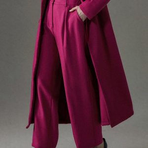 Urban Plain Regular Fit Pants, Pants, color:Deep Pink|size:XXL, Stylewe