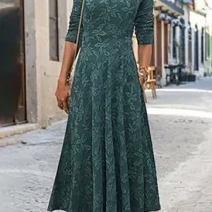 Women Floral Hoodie Long Sleeve Comfy Casual Maxi Dress, Dresses, color:Green|size:3XL, Noracora