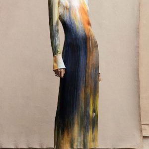 Urban Regular Fit Crew Neck Abstract Dress, Maxi Dresses, color:As Picture|size:XXL, Stylewe