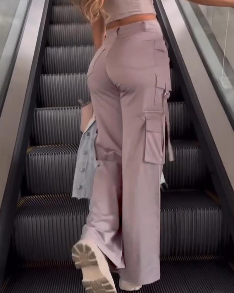 High Waist Wide Leg Cargo Pants, Pants, chicme - Women's Fashion Online