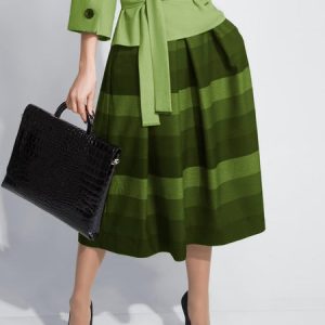 Elegant Plaid Loose A-Line Skirt, Skirts, color:Green|size:XXL, Stylewe