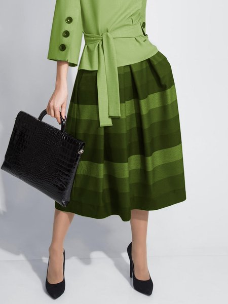Elegant Plaid Loose A-Line Skirt, Skirts, color:Green|size:XXL, Stylewe