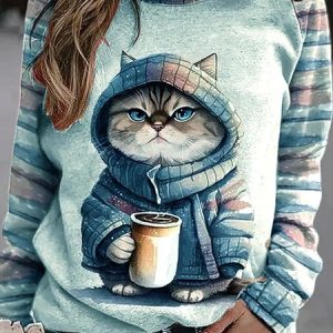 Plus size Casual Cat Loose Sweatshirt, Hoodies&Sweatshirts, Lilicloth.com