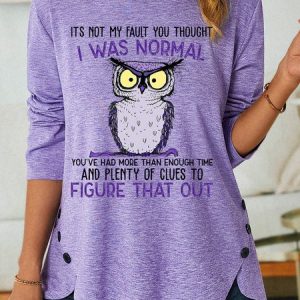Womens Funny Letter Casual Long Sleeve Top, Long sleeves, Lilicloth.com