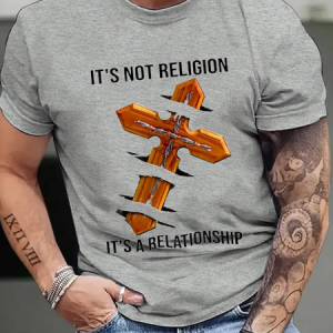 Men's It'S Not A Religion It'S A Relationship Casual Cotton Crew Neck T-Shirt, T-shirts, Lilicloth.com