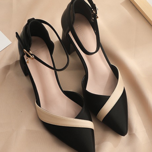 Casual Plain Pu All Season Flat, Heels, color:Black|size:40, Stylewe