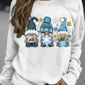Casual Crew Neck Christmas Sweatshirt, Hoodies & Sweatshirts, color:White|size:3XL, Noracora