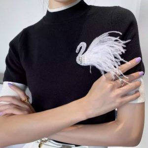 Half Turtleneck Color Block Regular Fit Urban Sweater, Pullovers, color:Black|size:XXL, Stylewe