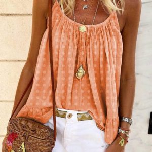 Crew Neck Cotton-Blend Cami Top, Tank Tops & Camis, Roselinlin - Online Catalog