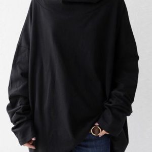 Cotton-Blend Long Sleeve Sweatshirt, Hoodies & Sweatshirts, color:Black|size:XXL, Noracora