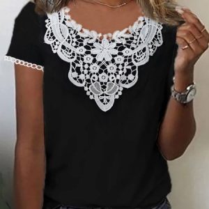 Plain Casual Knitted Loose T-Shirt, T-Shirts, color:Black|size:XXL, JustFashionNow